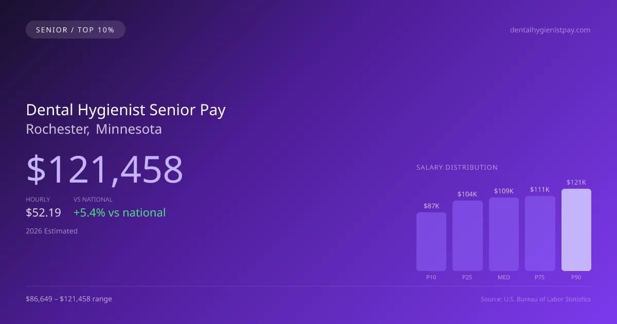 Dental Hygienist Senior Salary in Rochester, MN — 2026 est., based on 2025 BLS